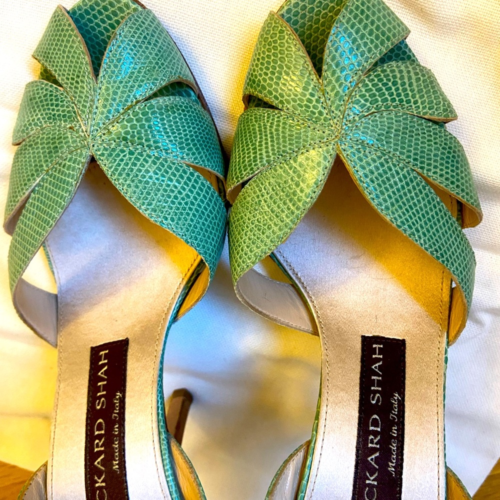 Gorgeous Lizard Teal Slingbacks